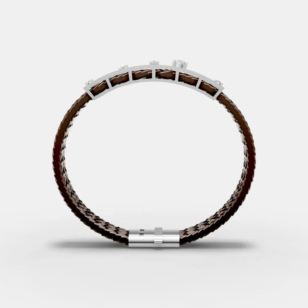 925 Sterling Silver Minimal Diamond Leather Belt