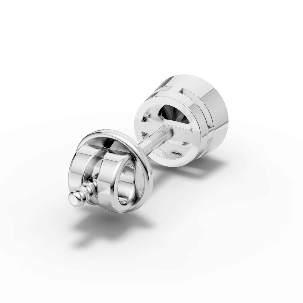 Round Black Bezel Stud ( 1 PC)