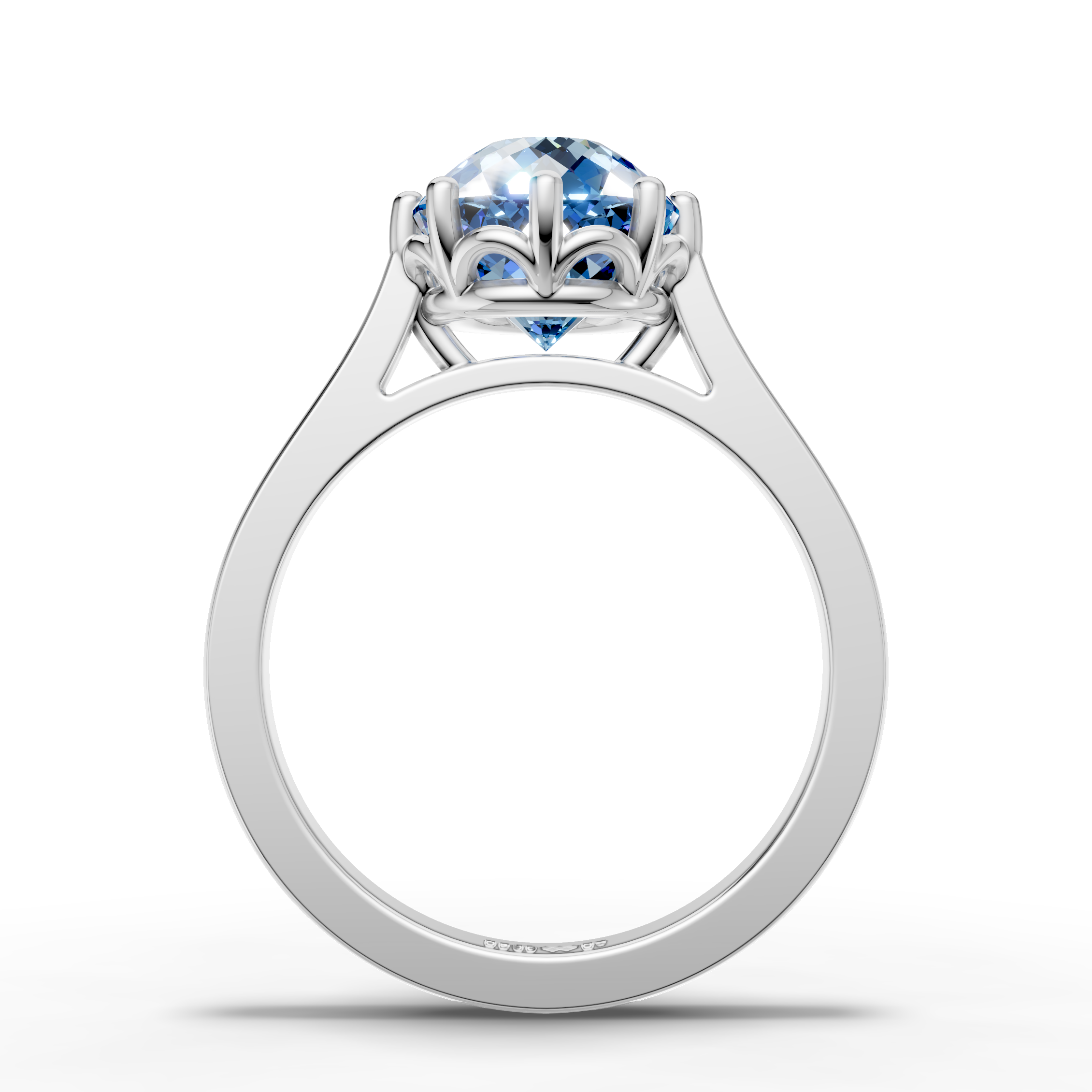 2 CT Blue Portuguese Cut Ring