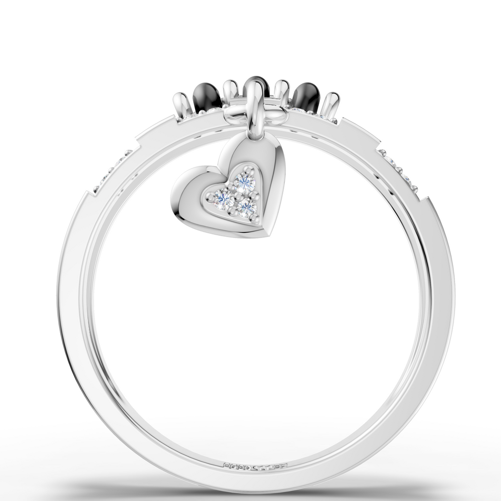 Mangalsutra Bead Ring with Heart Charm