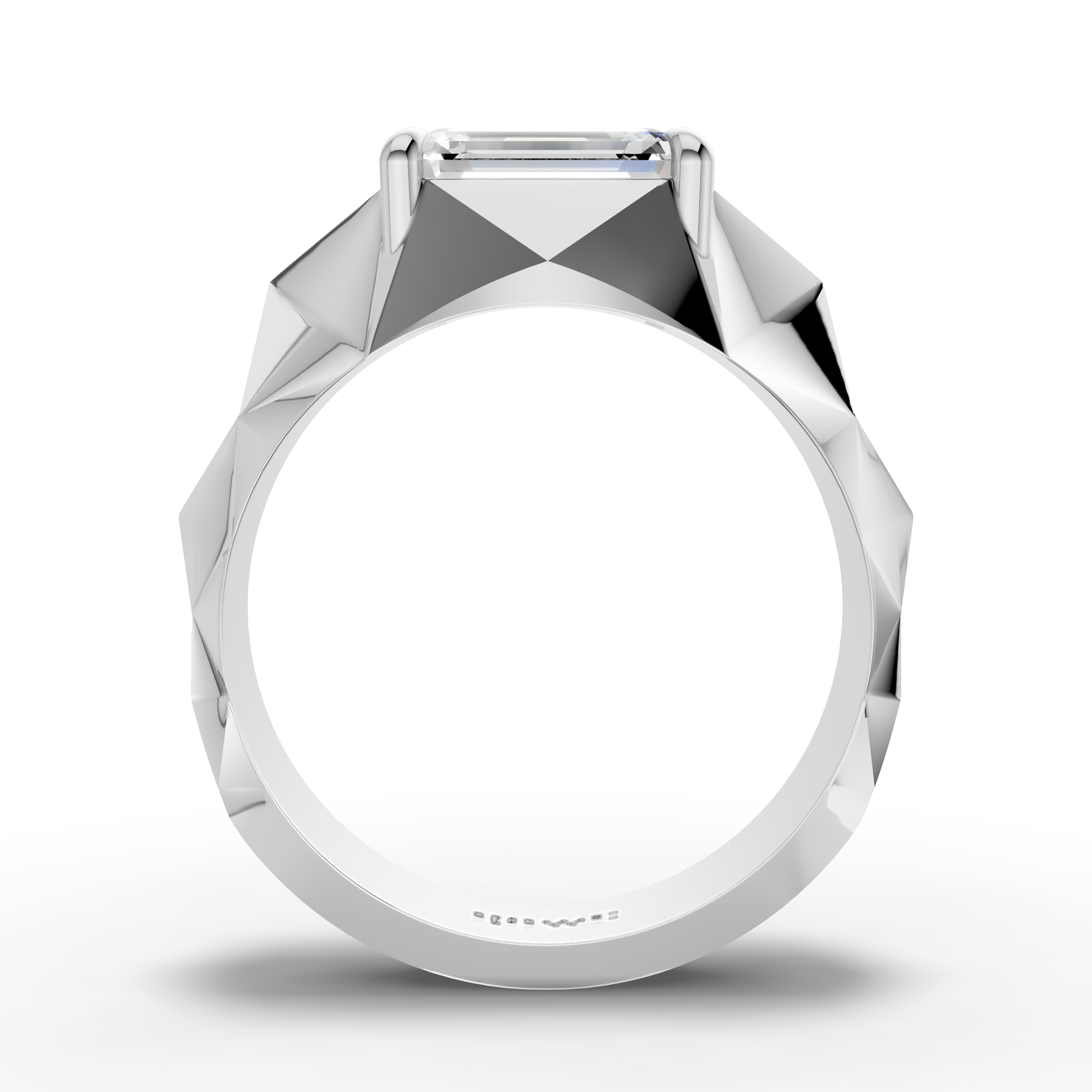 925 Sterling Silver Emerald Cut Moissanite Diamond Ring