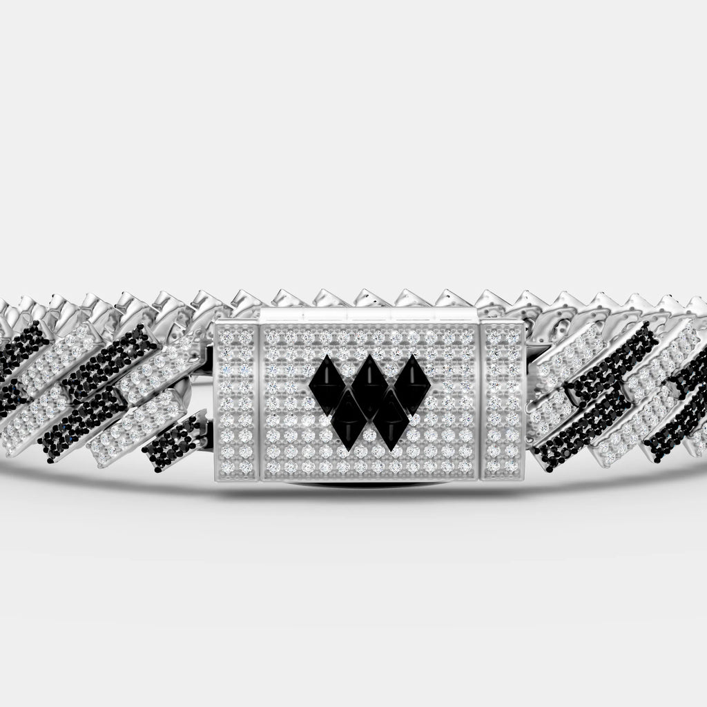 10MM Iced Black & White Cuban Bracelet