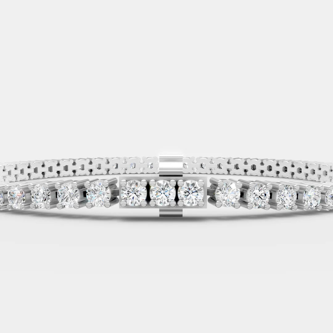 3 MM 925 Sterling Silver Round Shaped Moissanite Diamond Tennis Bracelet