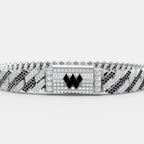 10MM 925 Silver Black & White Cuban Bracelet With Moissanite Diamond