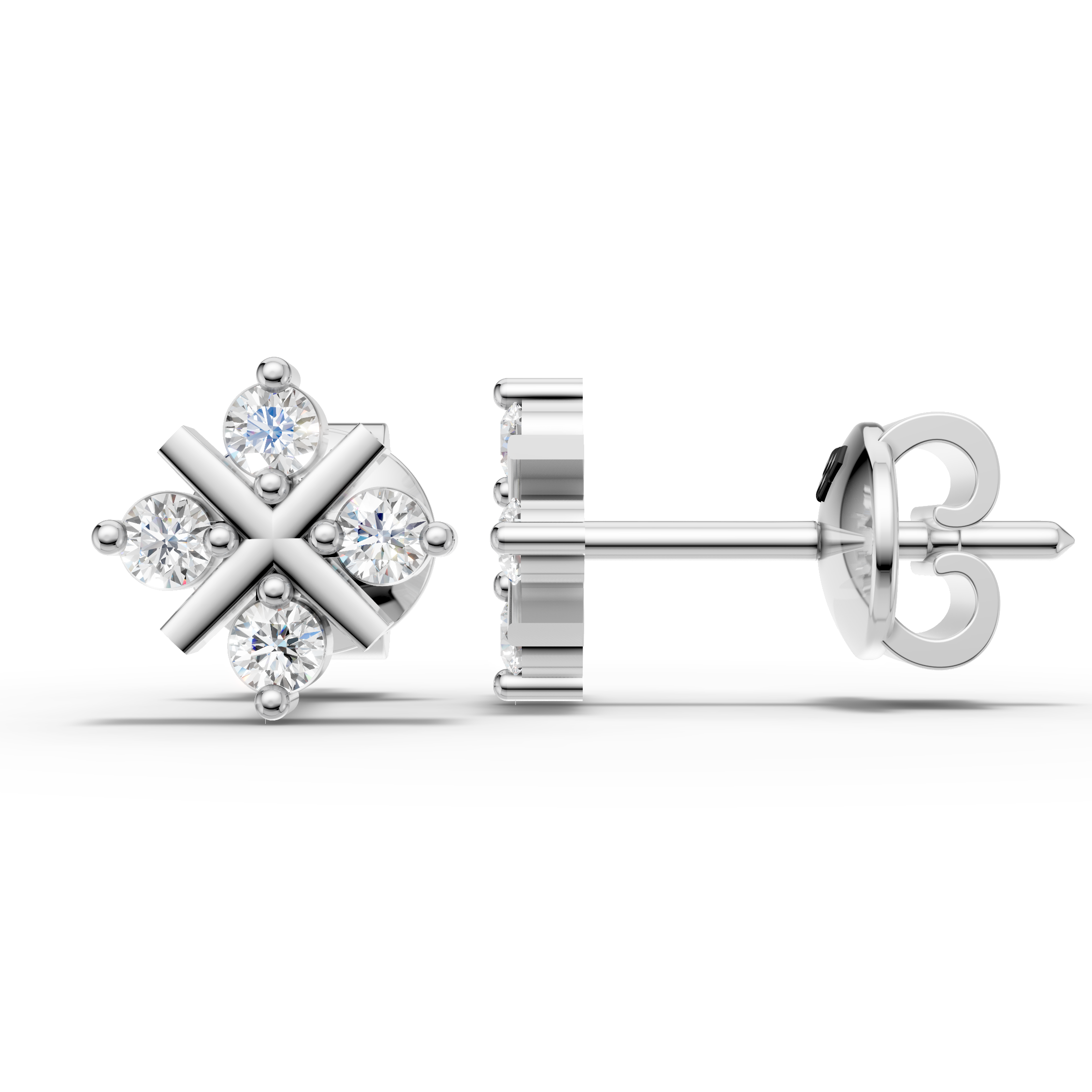 925 Sterling Silver Sparkling Cross Cluster Stud Earrings