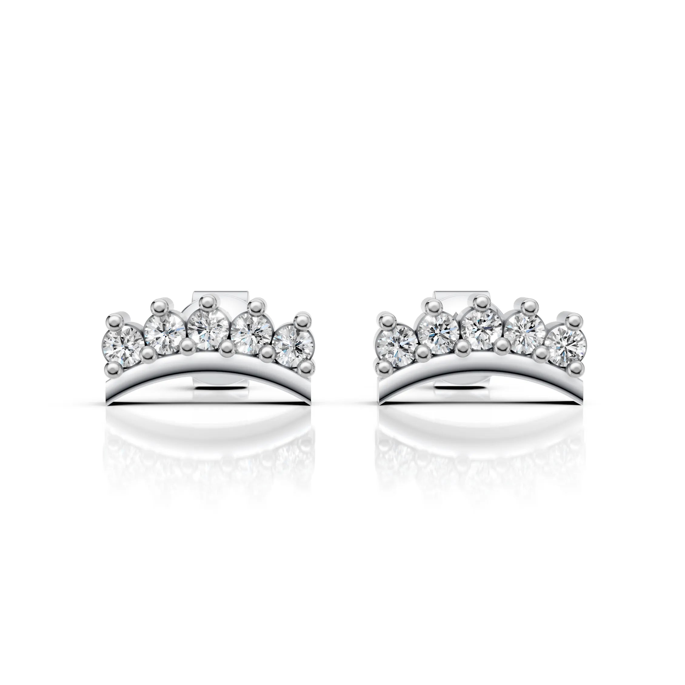 Curved Crown Stud Earrings (1 Pair)