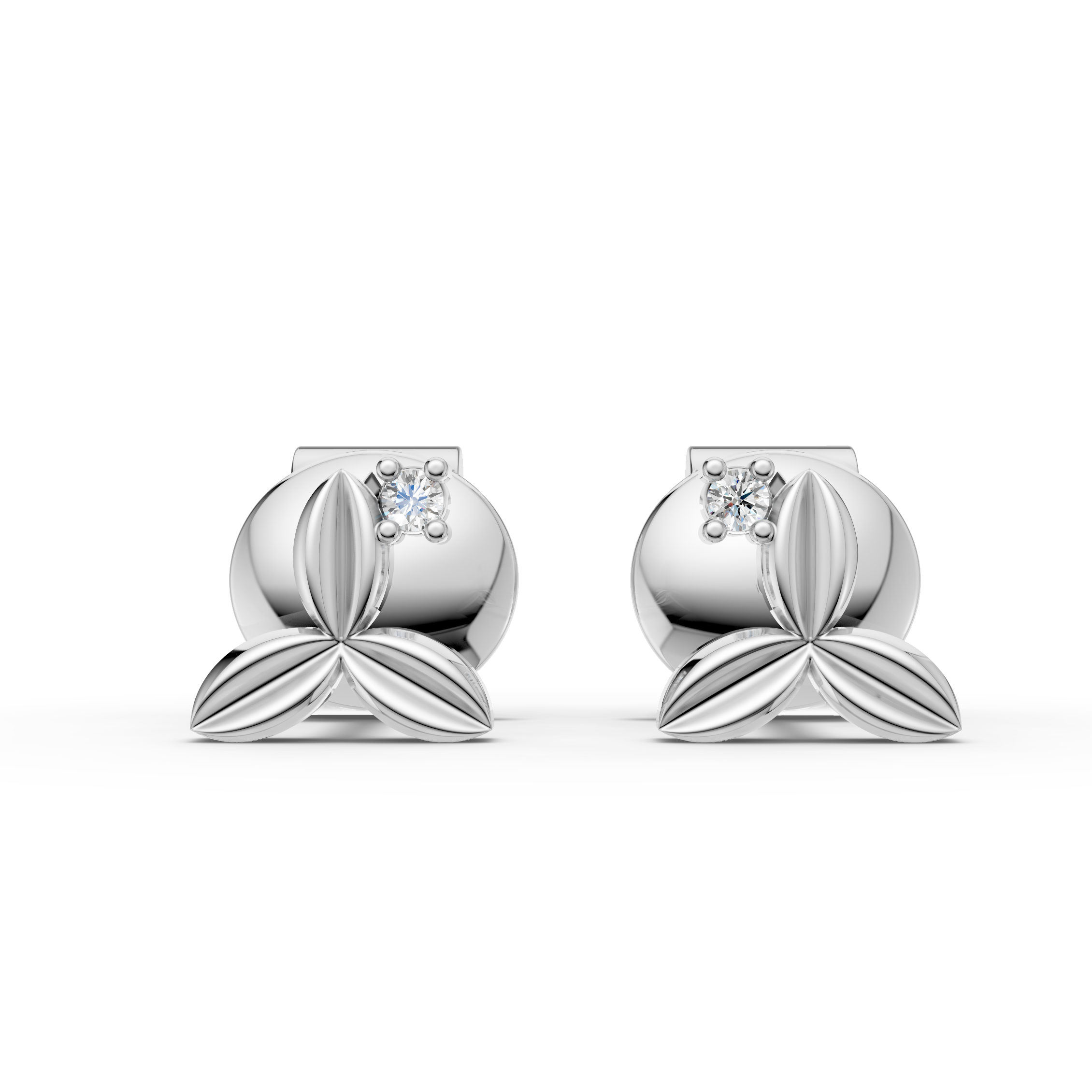 925 Sterling Silver Petal Bloom Diamond Stud Earrings
