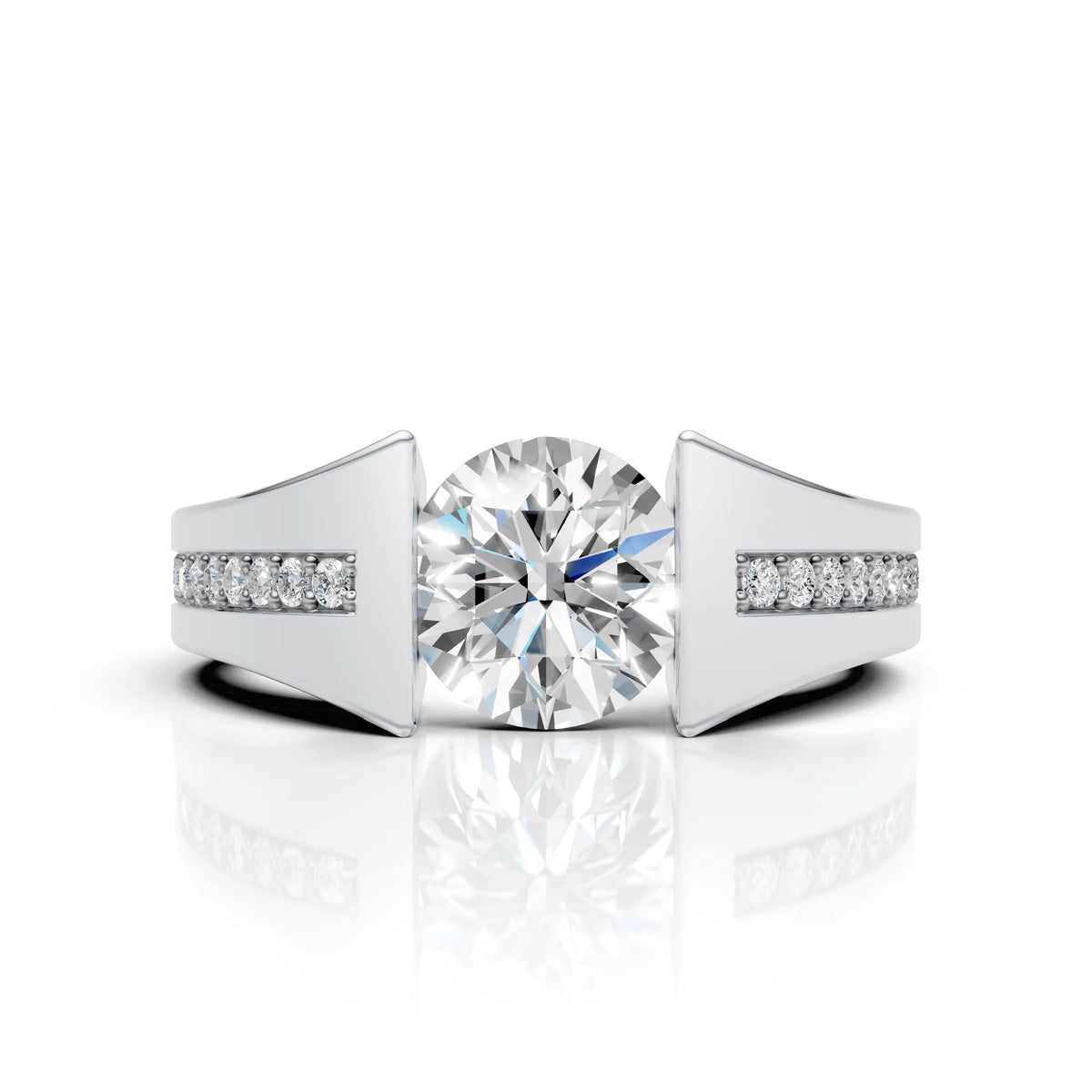 Modern Floating Diamond Solitaire Ring