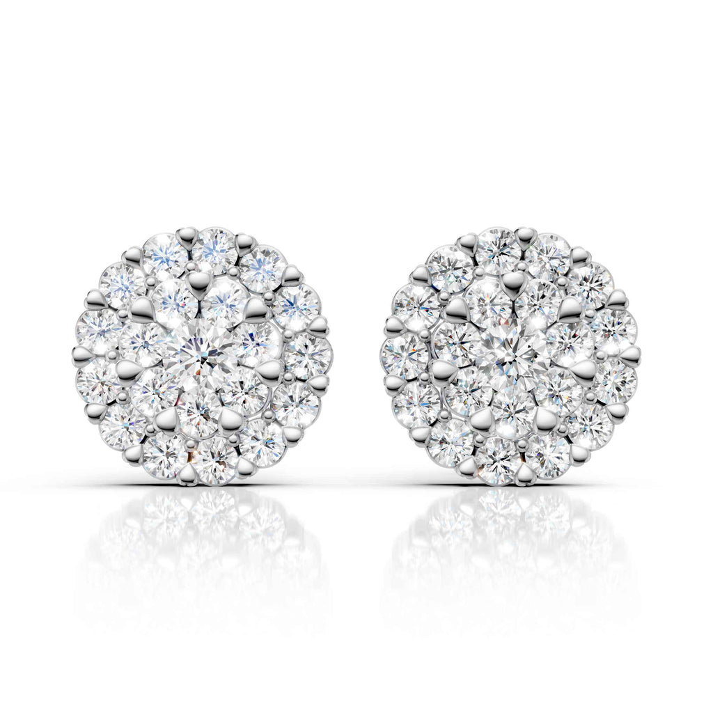 Classic Round Cluster Diamond Earrings (1 Pair)