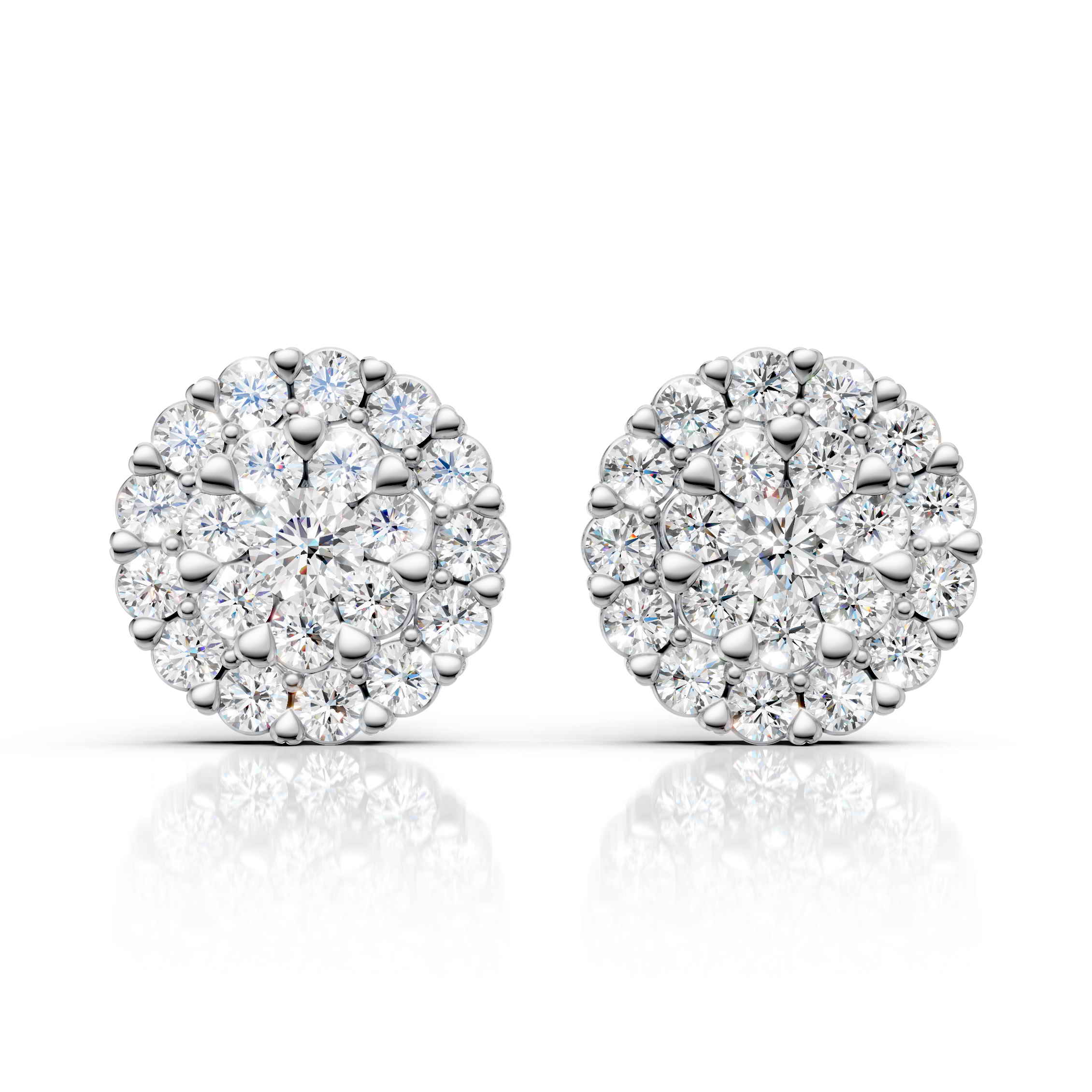 Classic Round Cluster Diamond Earrings (1 Pair)