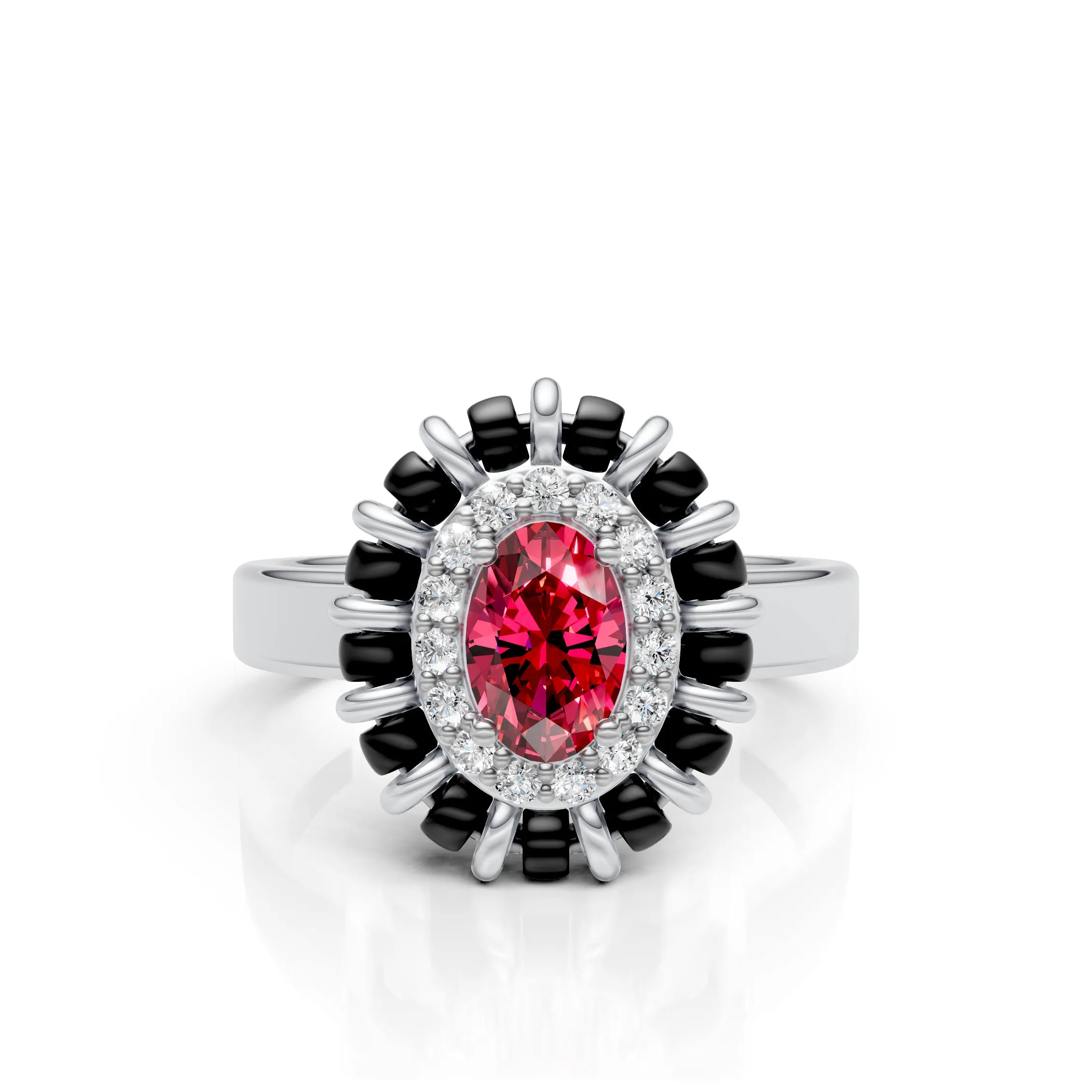 Classic Oval Ruby Cluster Ring