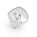 Majestic Horse Crest Diamond Signet Ring