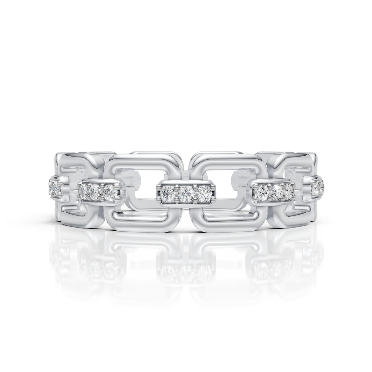 Luxury Diamond Link Chain Ring