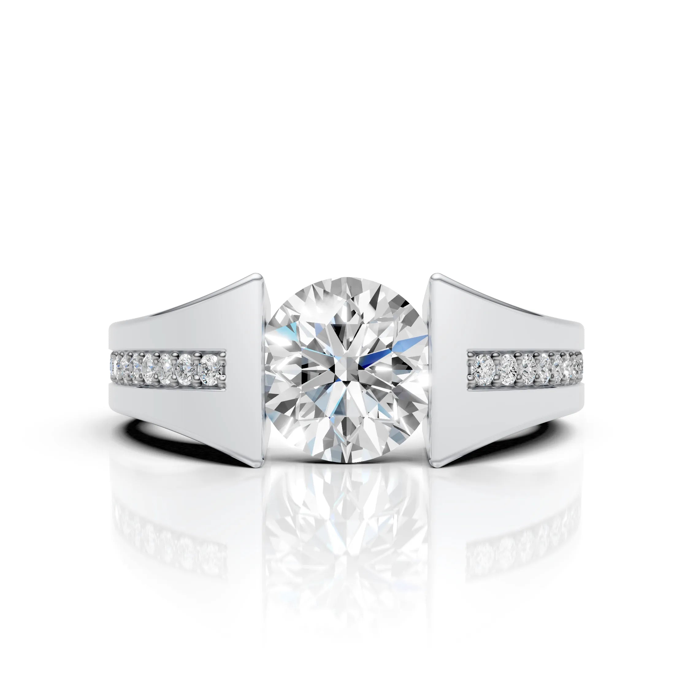 Modern Floating Diamond Solitaire Ring