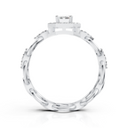 Luxury Emerald Cut Halo Diamond Chain Ring