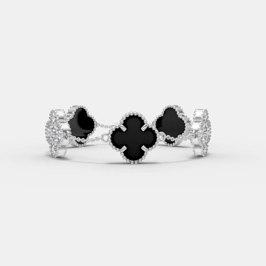 Black Malachite Flower Bracelet – Nature-Inspired Elegance