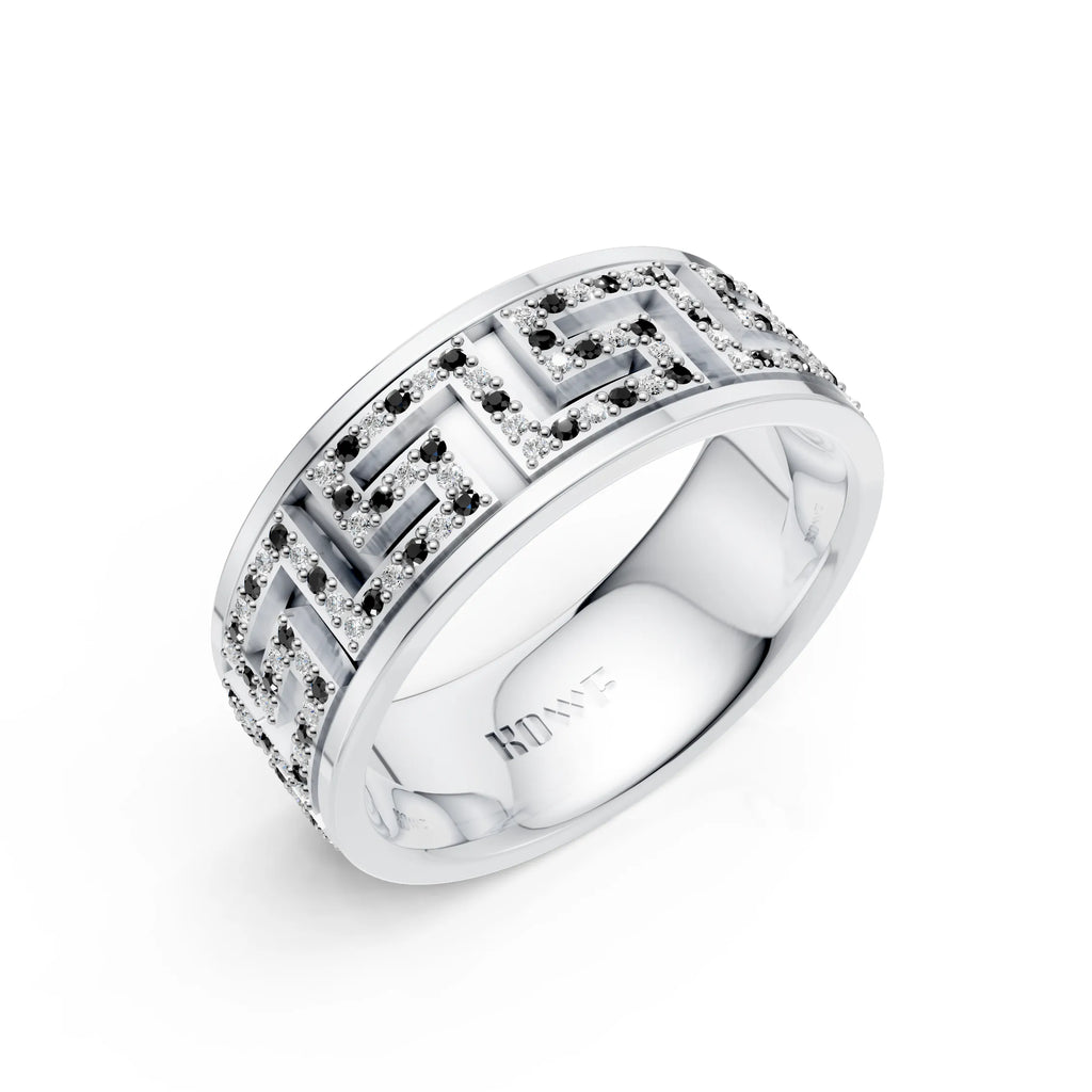 Iced Geometric Pattern Band Ring