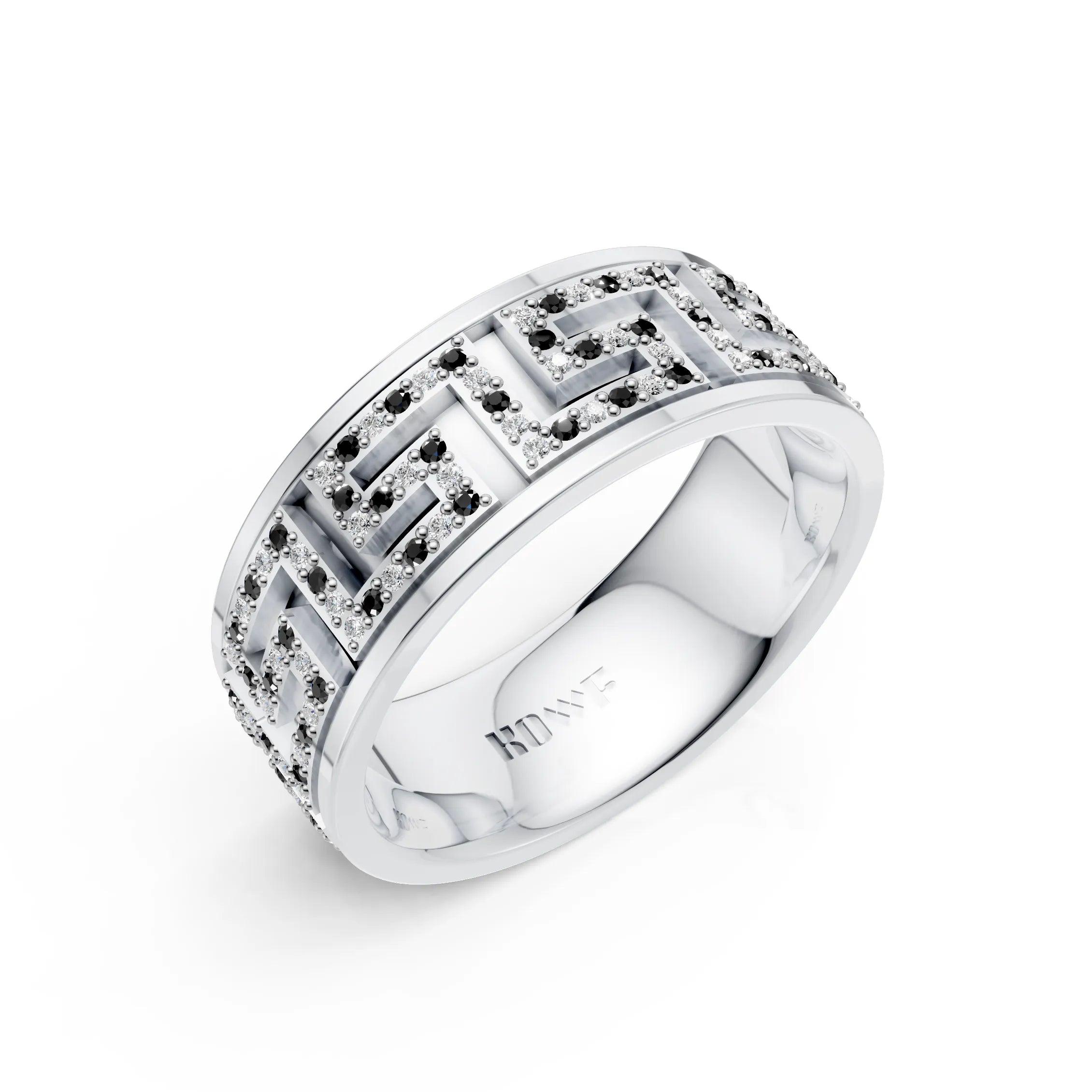 Iced Geometric Pattern Band Ring