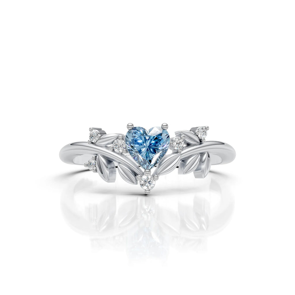 Blue Heart Leaf Ring