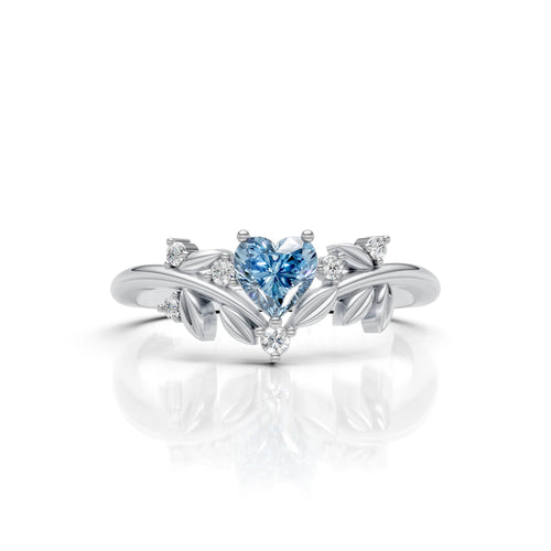 Blue Heart Leaf Ring