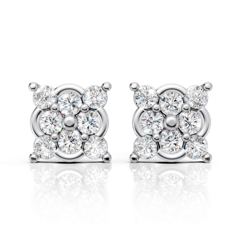 Classic Square Halo Diamond Earrings (1 Pair)