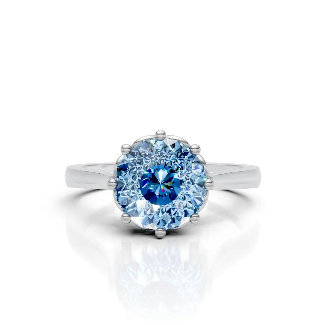 2 CT Blue Portuguese Cut Ring