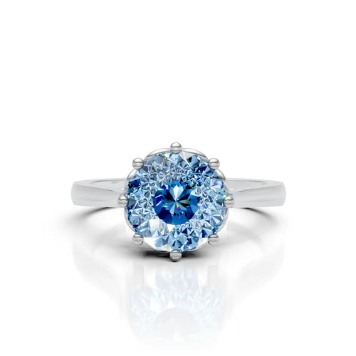 2 CT Blue Portuguese Cut Ring