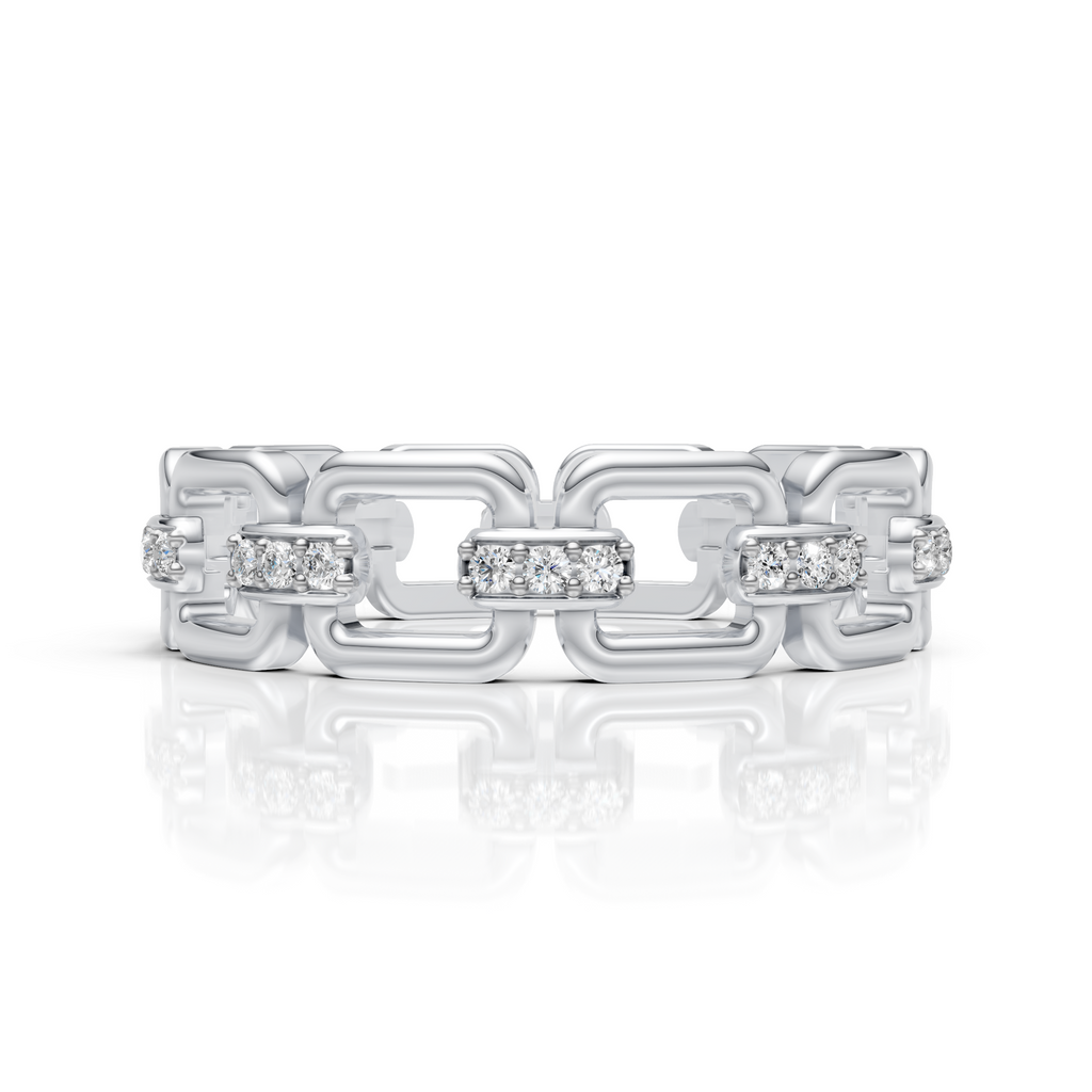 Luxury Diamond Link Chain Ring