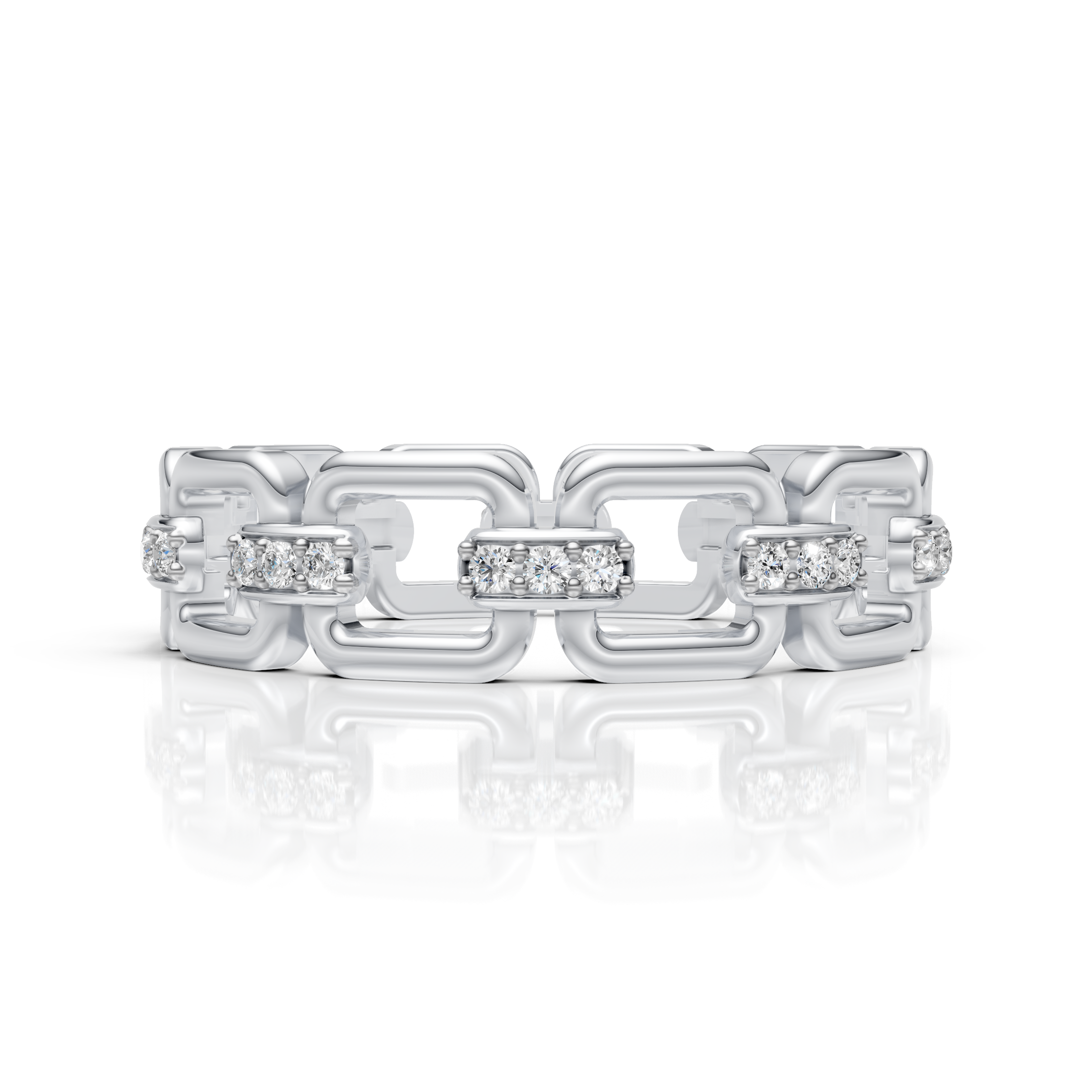Luxury Diamond Link Chain Ring