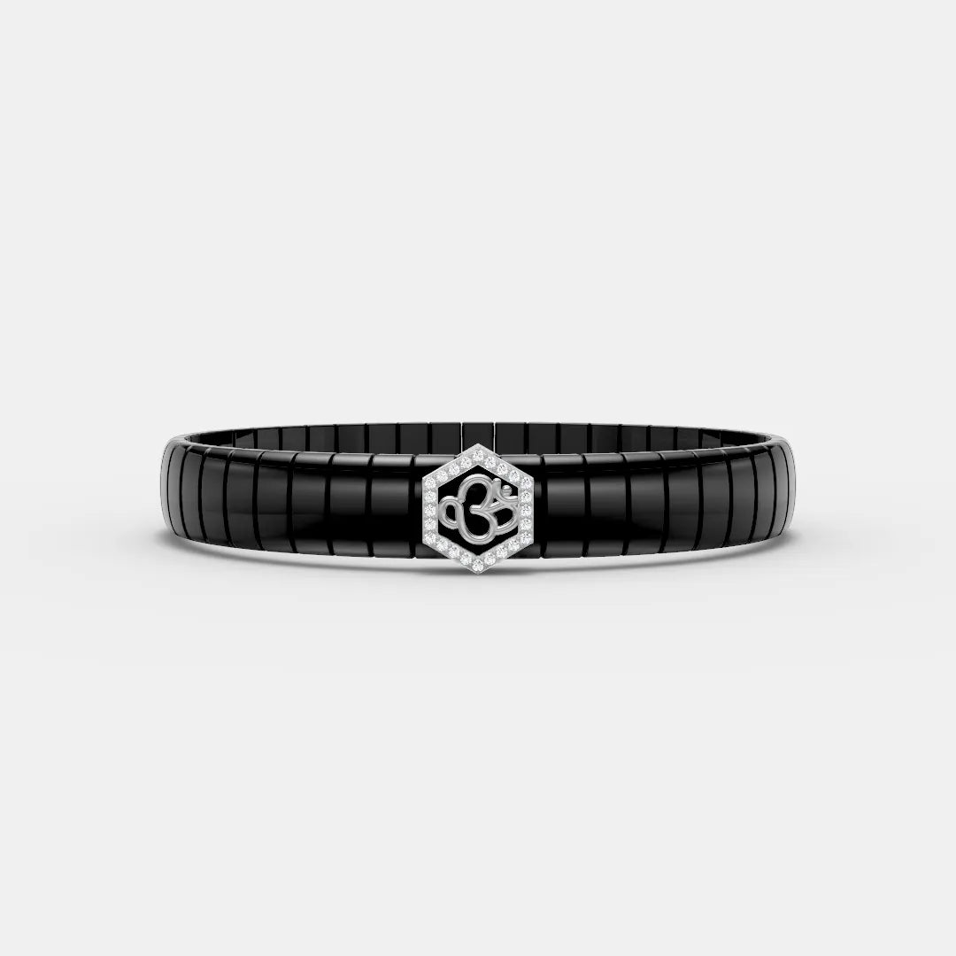 Hexagon OM Bracelet – Spiritual Sparkle with Modern Elegance