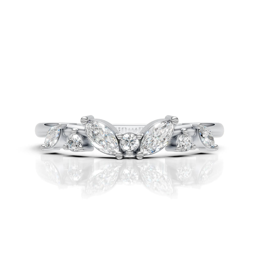 Marquise & Round Diamond Band Ring