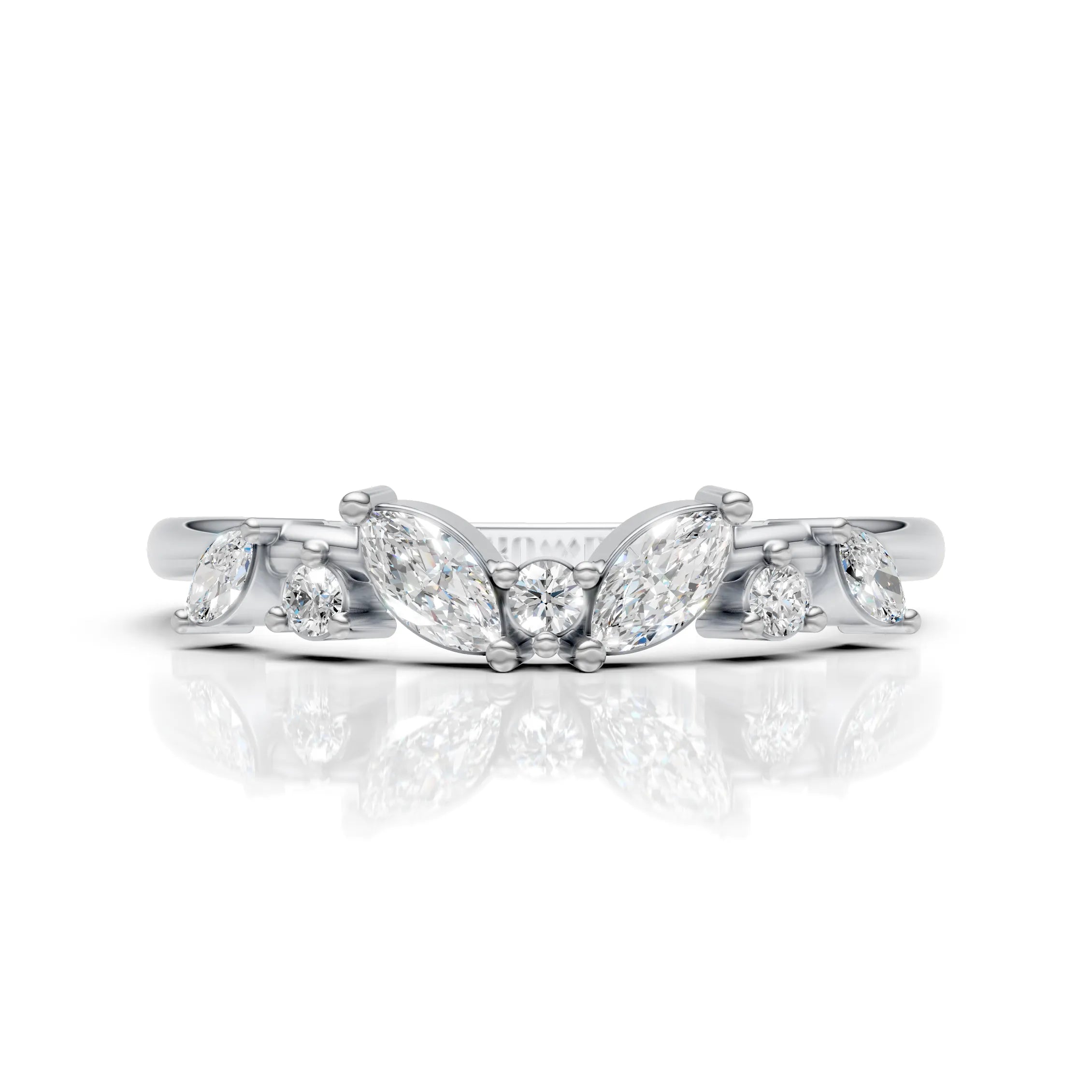 Marquise & Round Diamond Band Ring