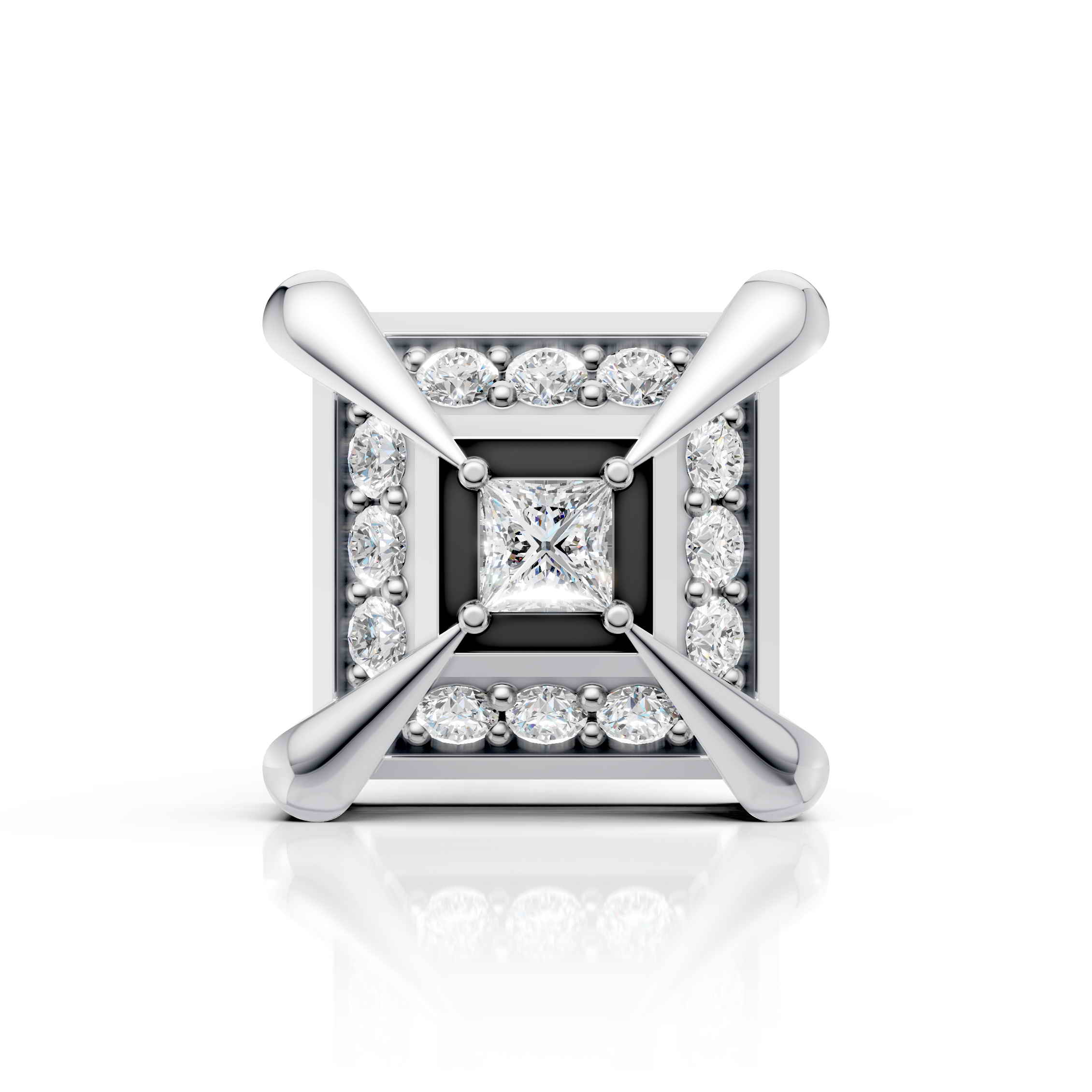 Princess Cut Diamond Frame Stud (1 PC)
