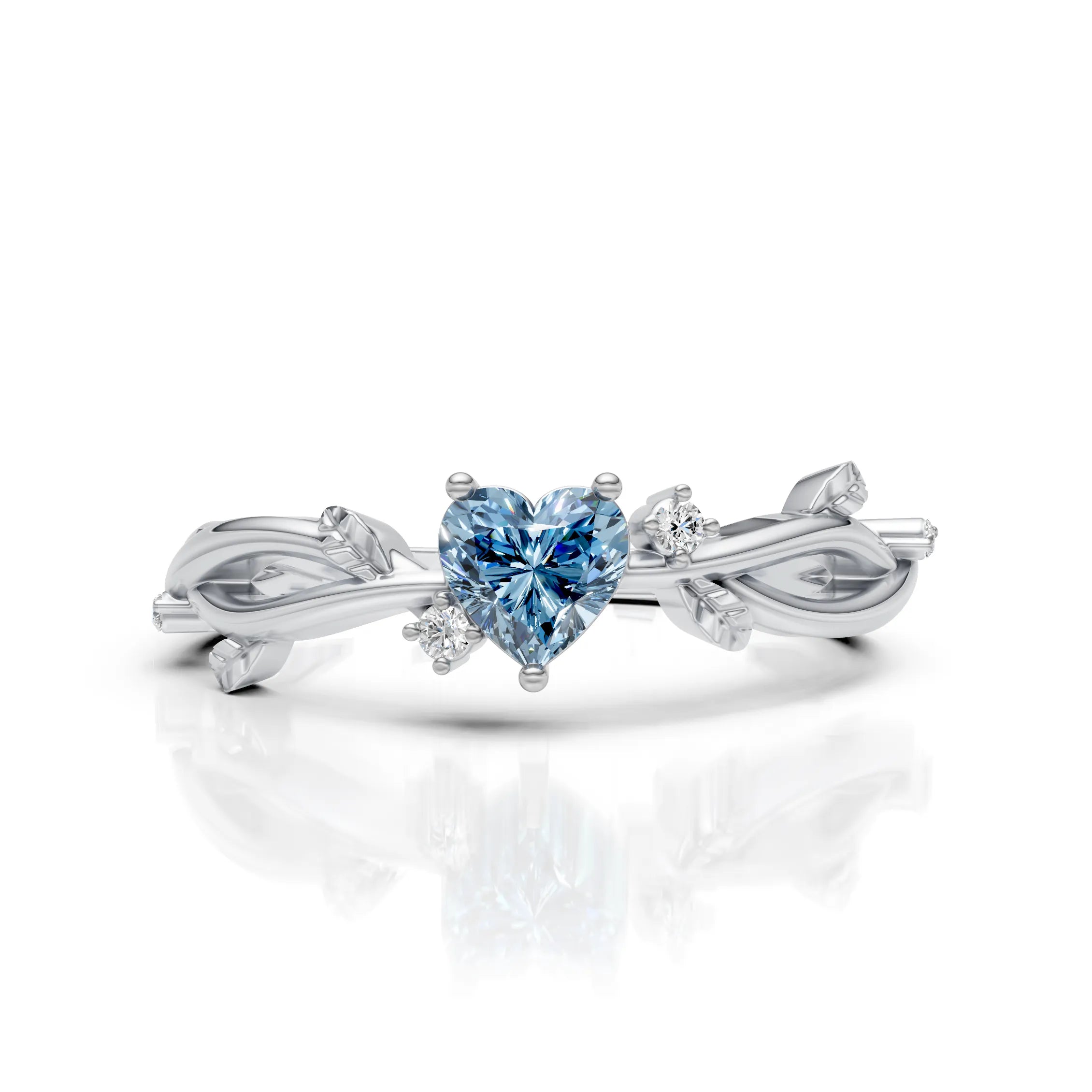 Blue Heart Solitaire Ring