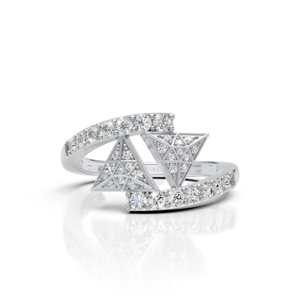 Geometric Diamond Open Wrap Ring