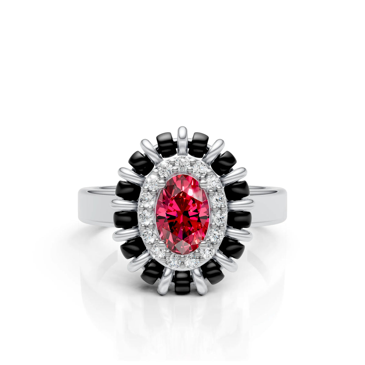 Classic Oval Ruby Cluster Ring