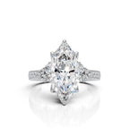 Marquise Solitaire Diamond Ring with Milgrain Band