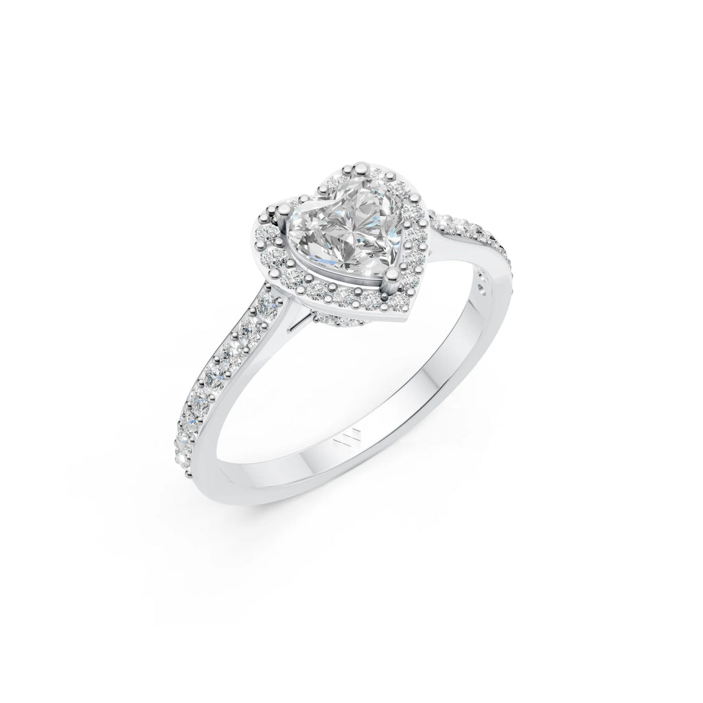 Heart Shape Diamond Halo Ring