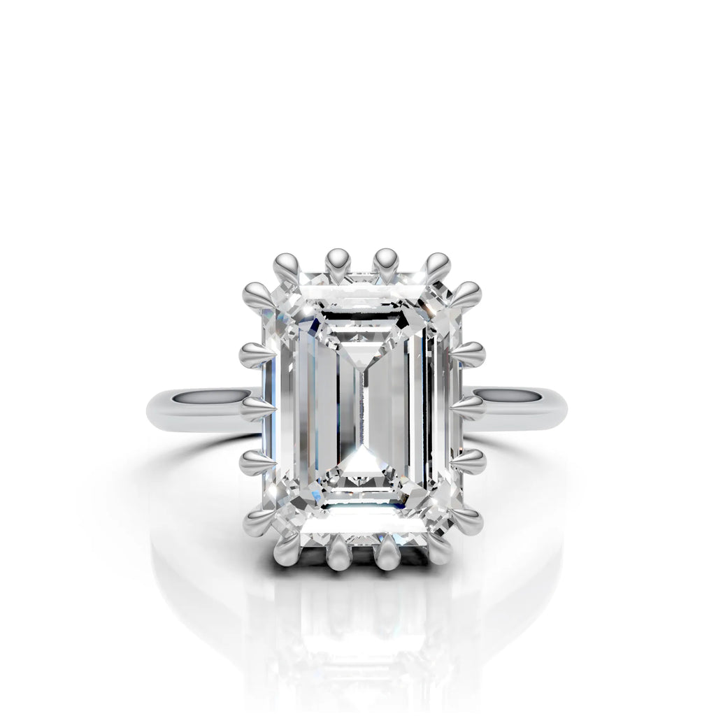 Crown Setting Emerald Solitaire Ring