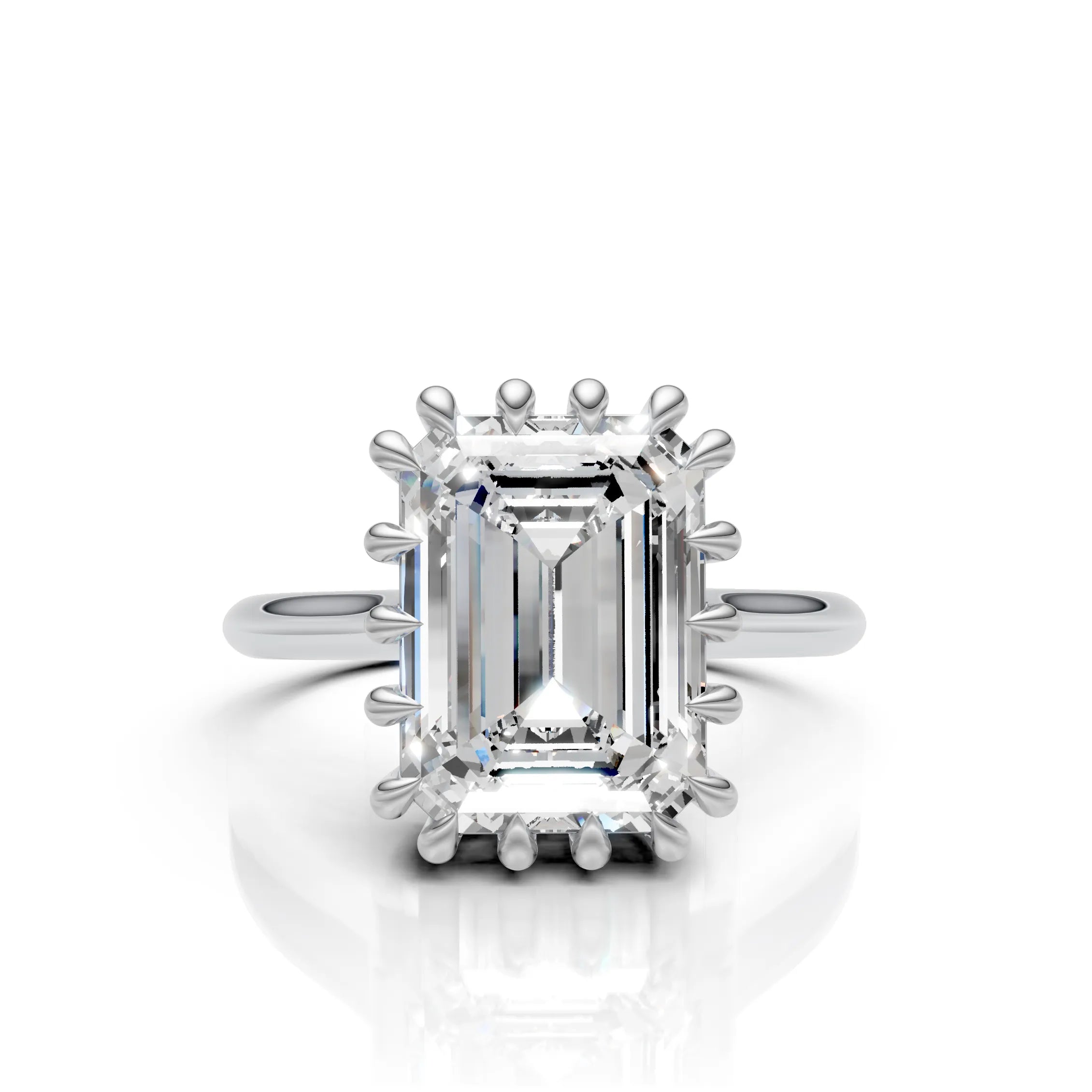 Crown Setting Emerald Solitaire Ring