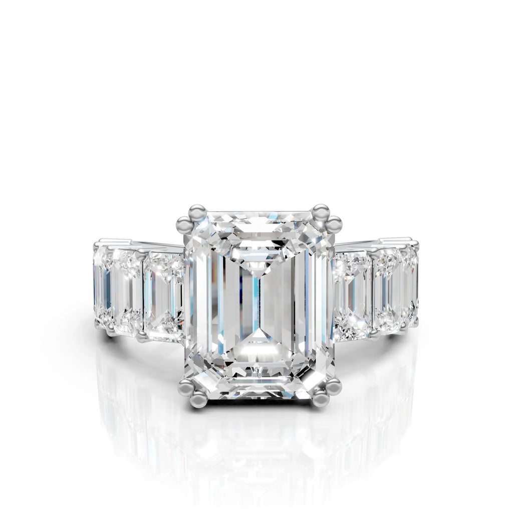 Emerald-Cut Ring with Baguette Accents