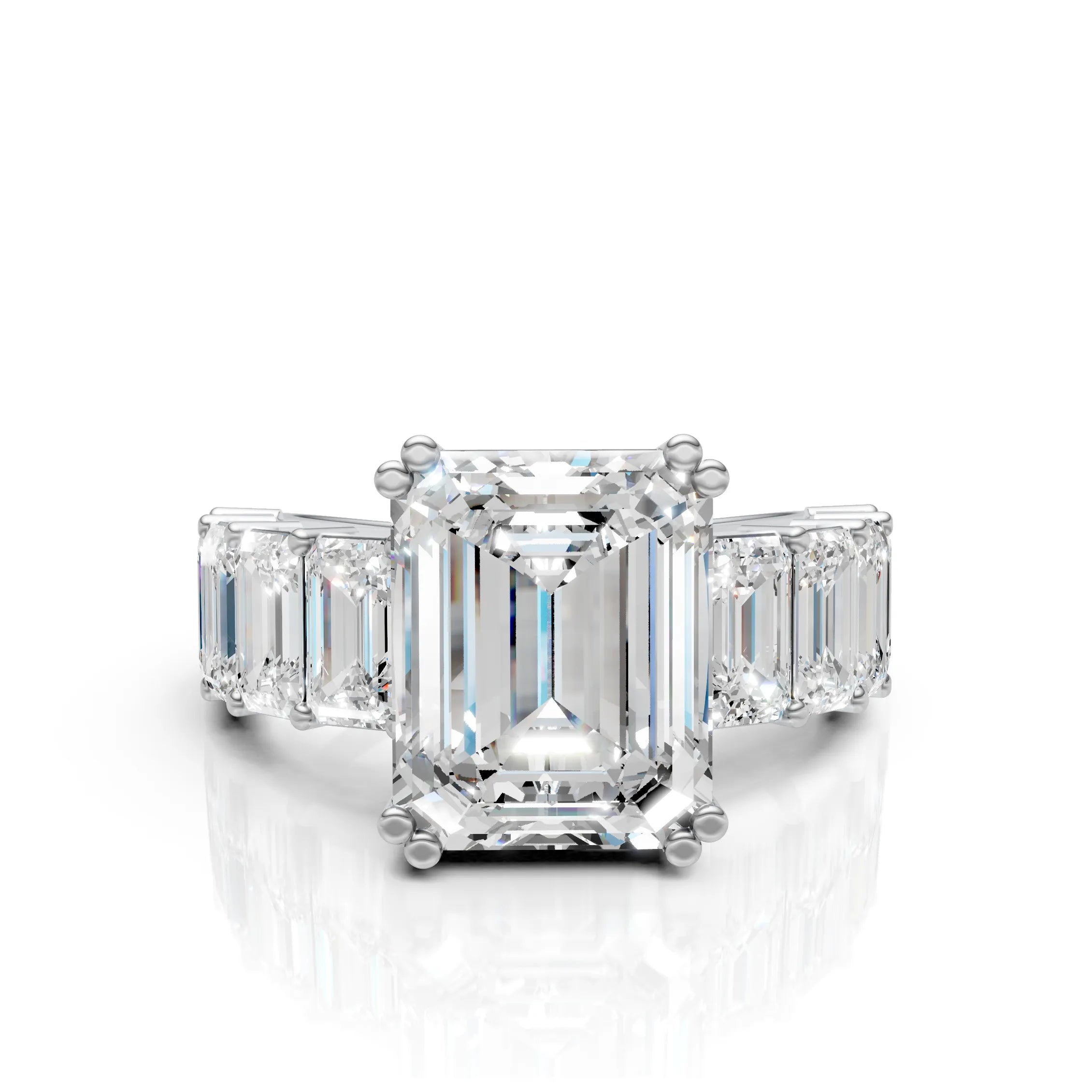 Emerald-Cut Ring with Baguette Accents