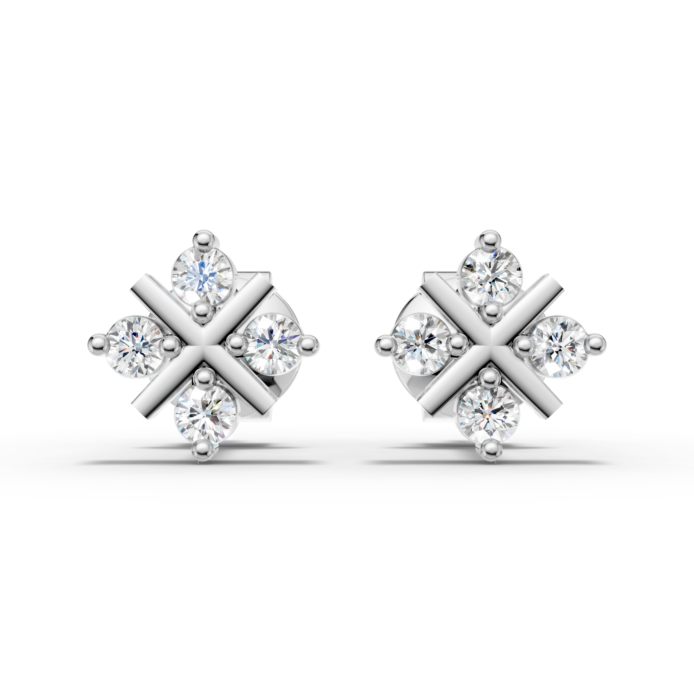 925 Sterling Silver Sparkling Cross Cluster Stud Earrings