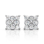 Classic Square Halo Diamond Earrings (1 Pair)