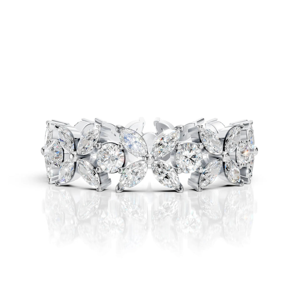 Floral Marquise & Round Diamond Eternity Band
