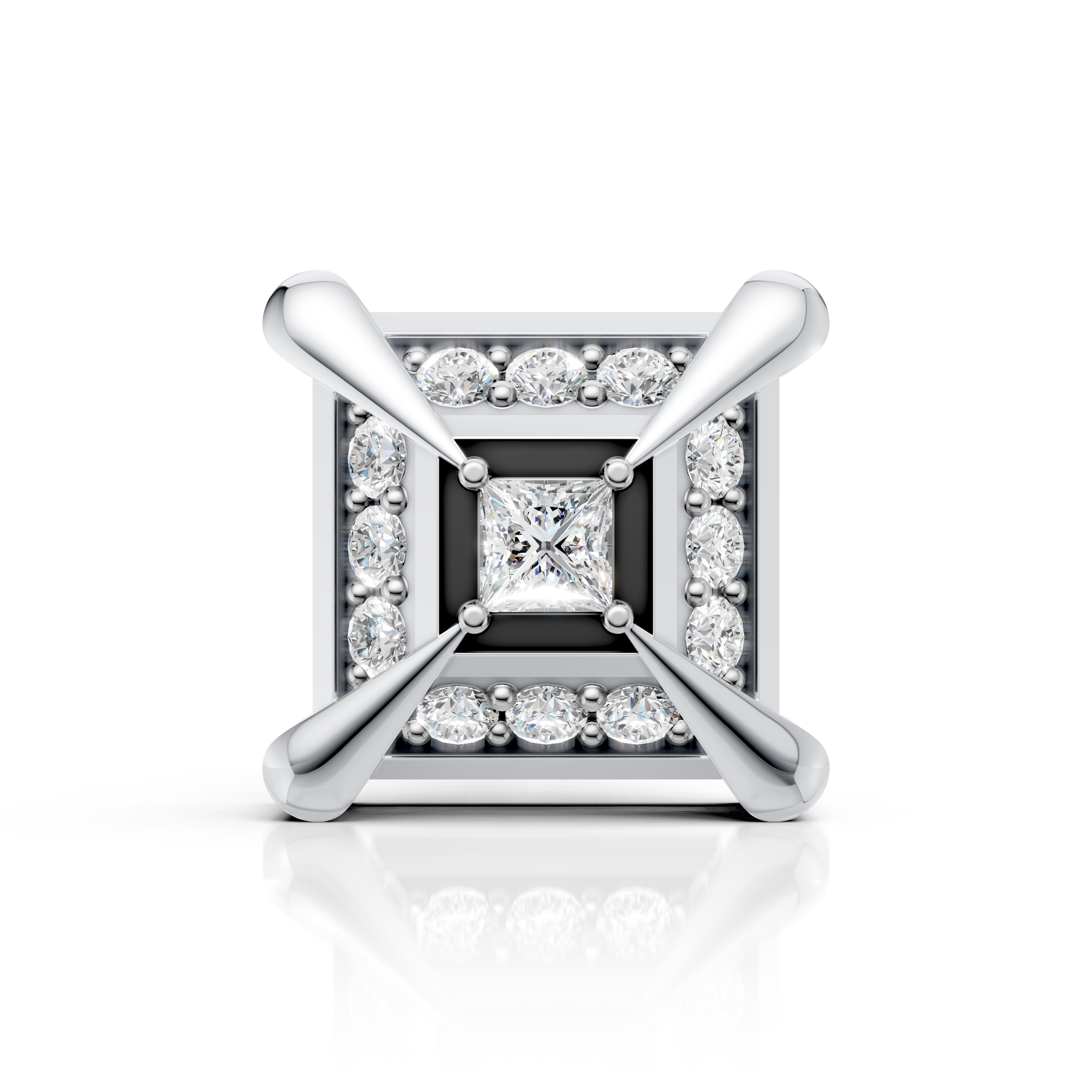 Princess Cut Diamond Frame Stud (1 PC)