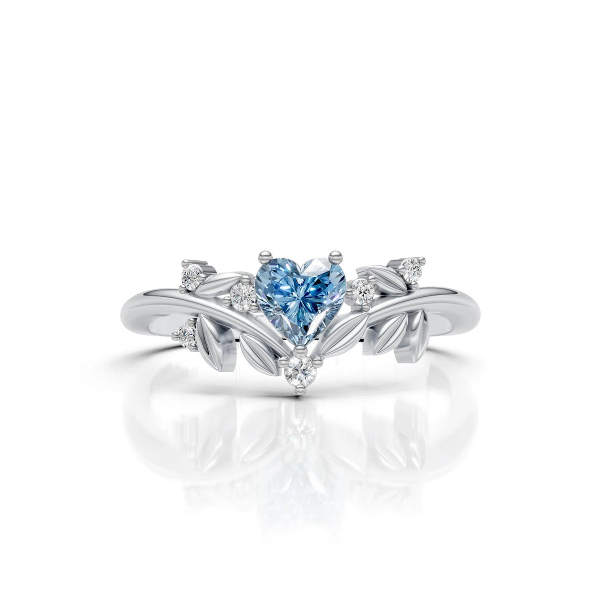 Blue Heart Leaf Ring