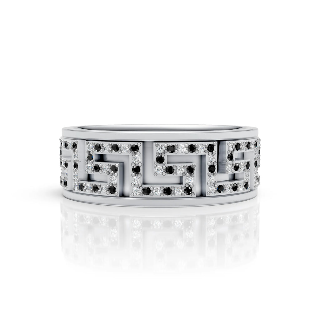 Iced Geometric Pattern Band Ring