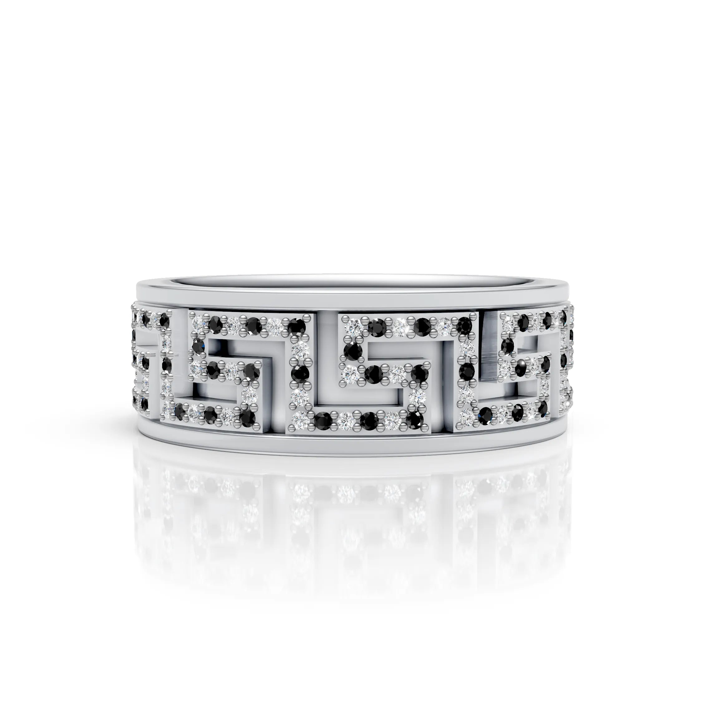Iced Geometric Pattern Band Ring