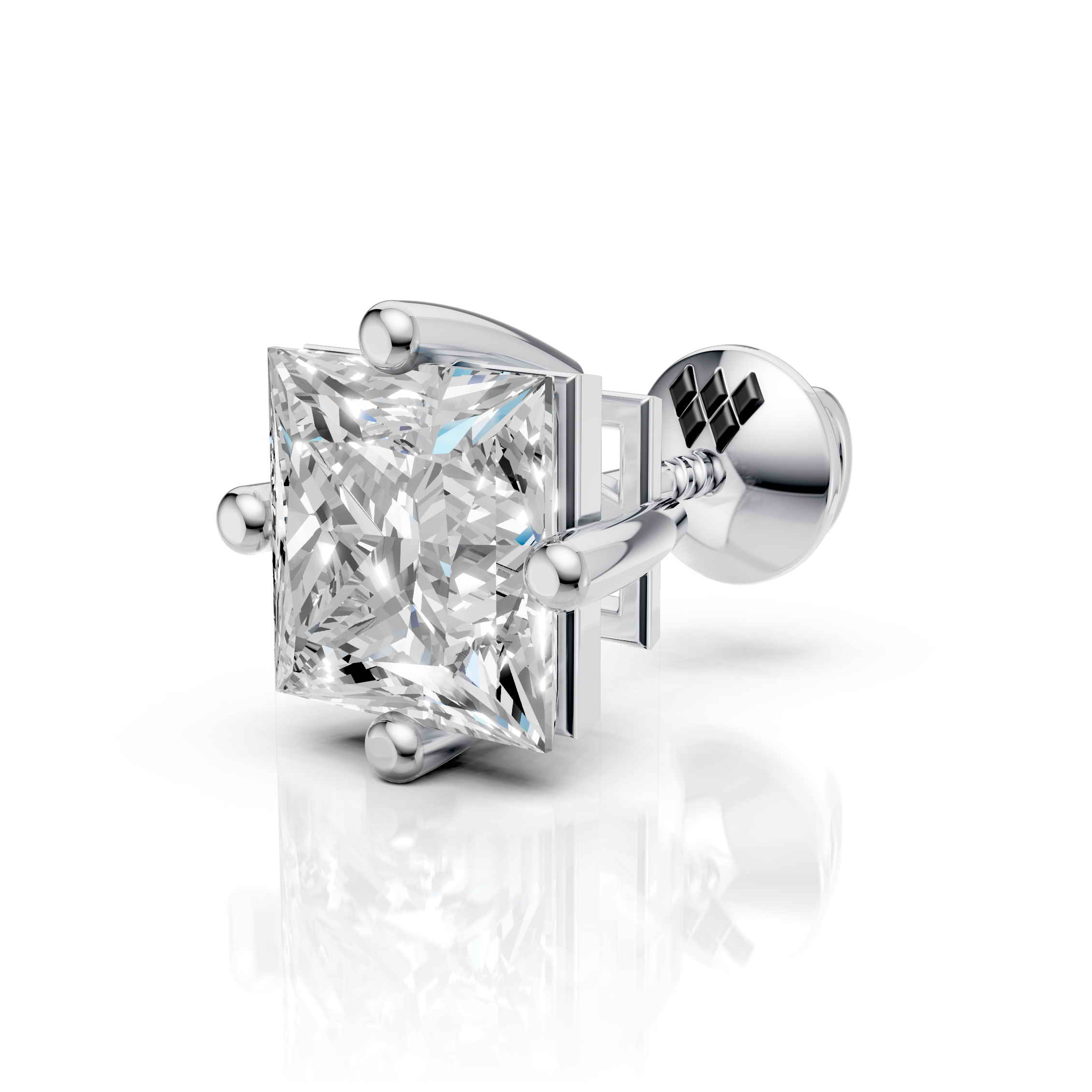 Princess Cut Solitaire Stud